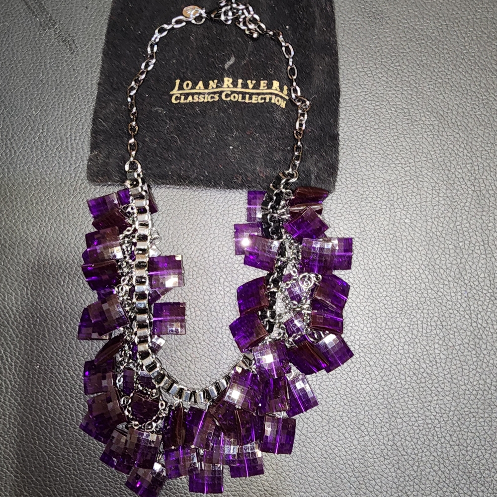 1990s QVC Retired Status Joan Rivers Purple Crystal Necklace